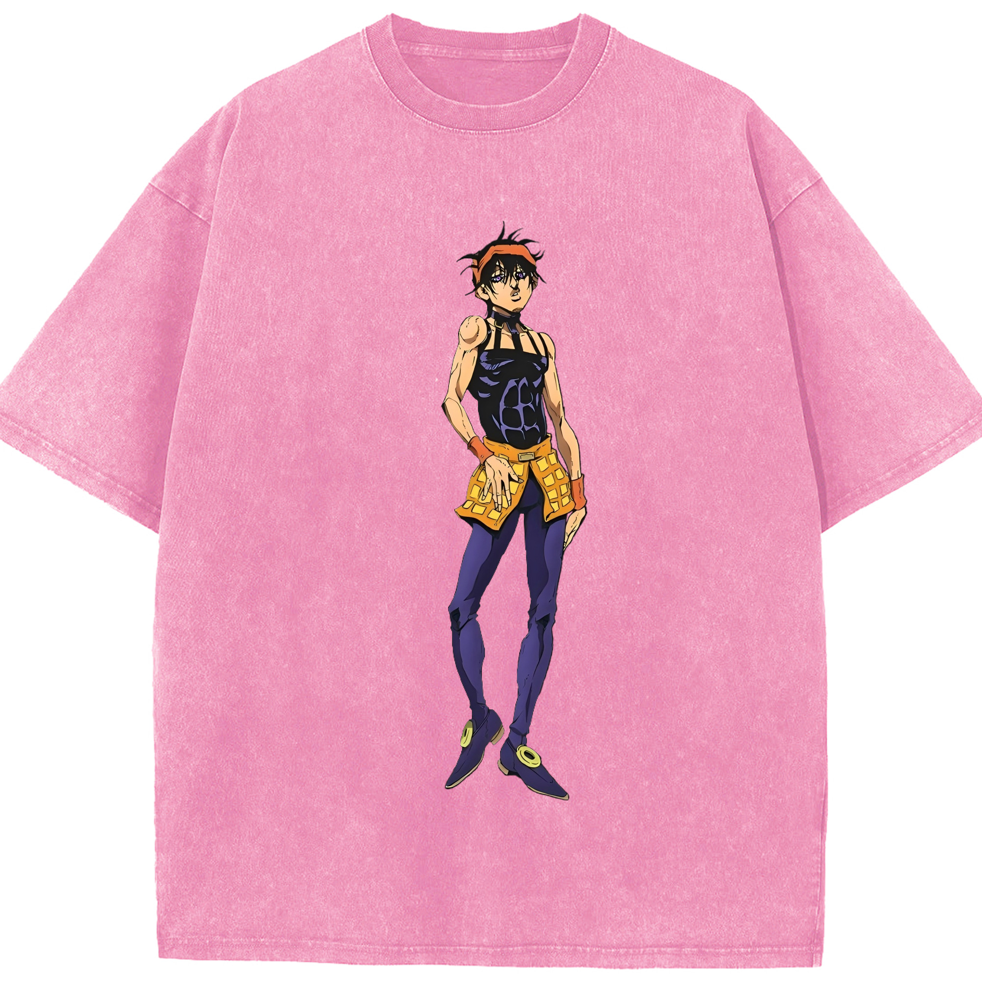 （画像用） ジョジョの奇妙な冒険 ナランチャ?ギルガ JoJo's Bizarre Adventure Narancia Ghirga 綿100% ヴィンテージ風 半袖Tシャツ（フロントプリント）